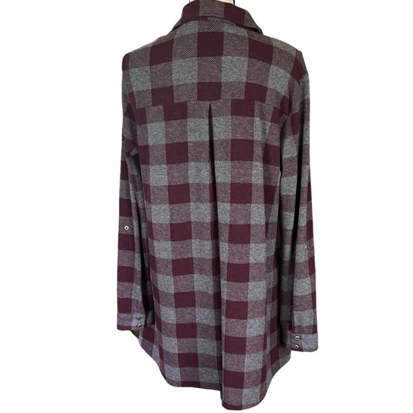 Soft Surroundings plaid rolled Button sleeve option pull over top.Sz. M - Picture 4 of 7